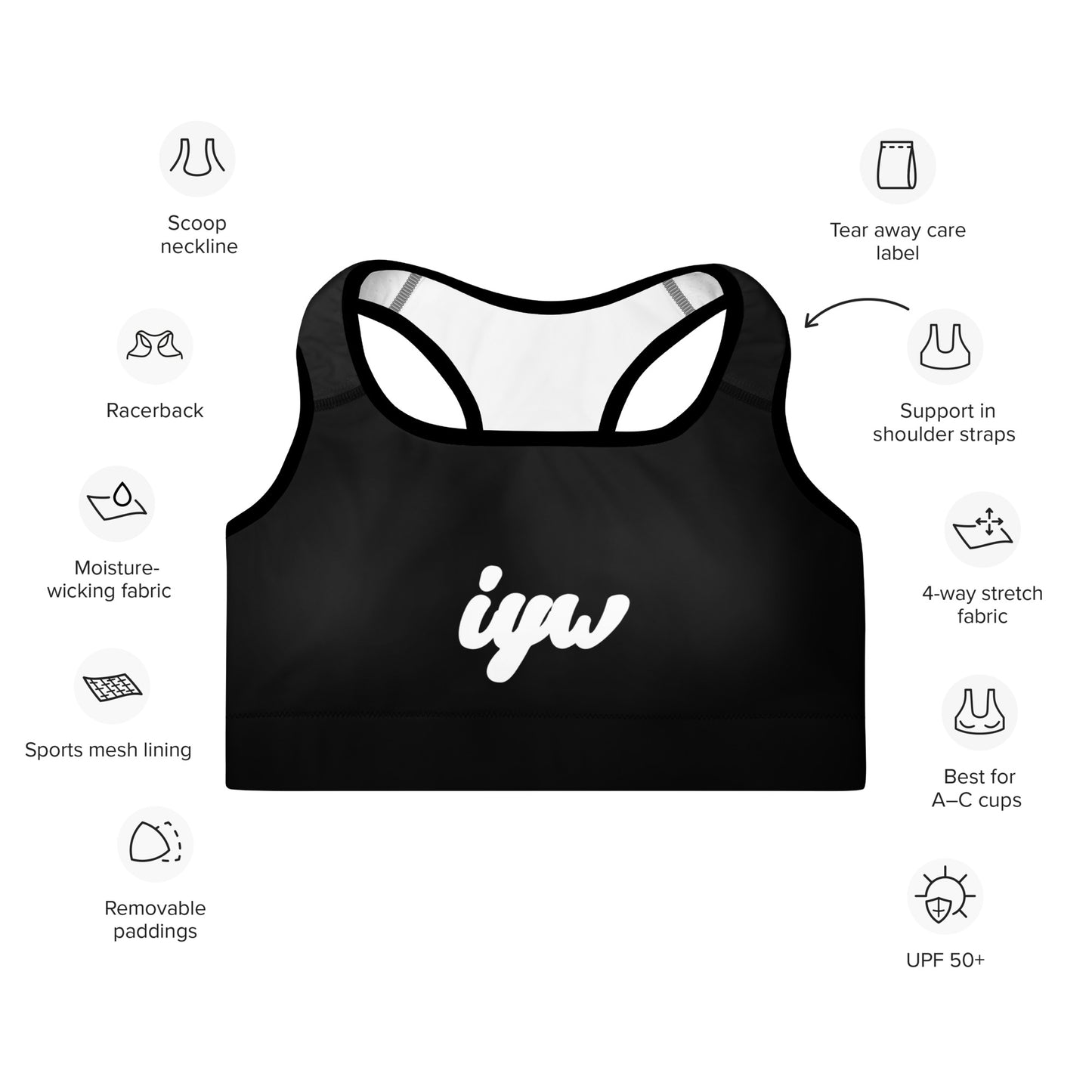 Black Padded Sports Bra