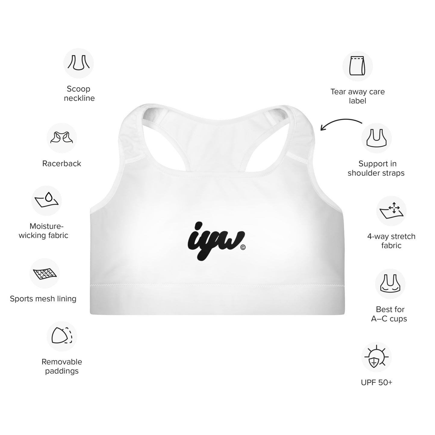 White Padded Sports Bra