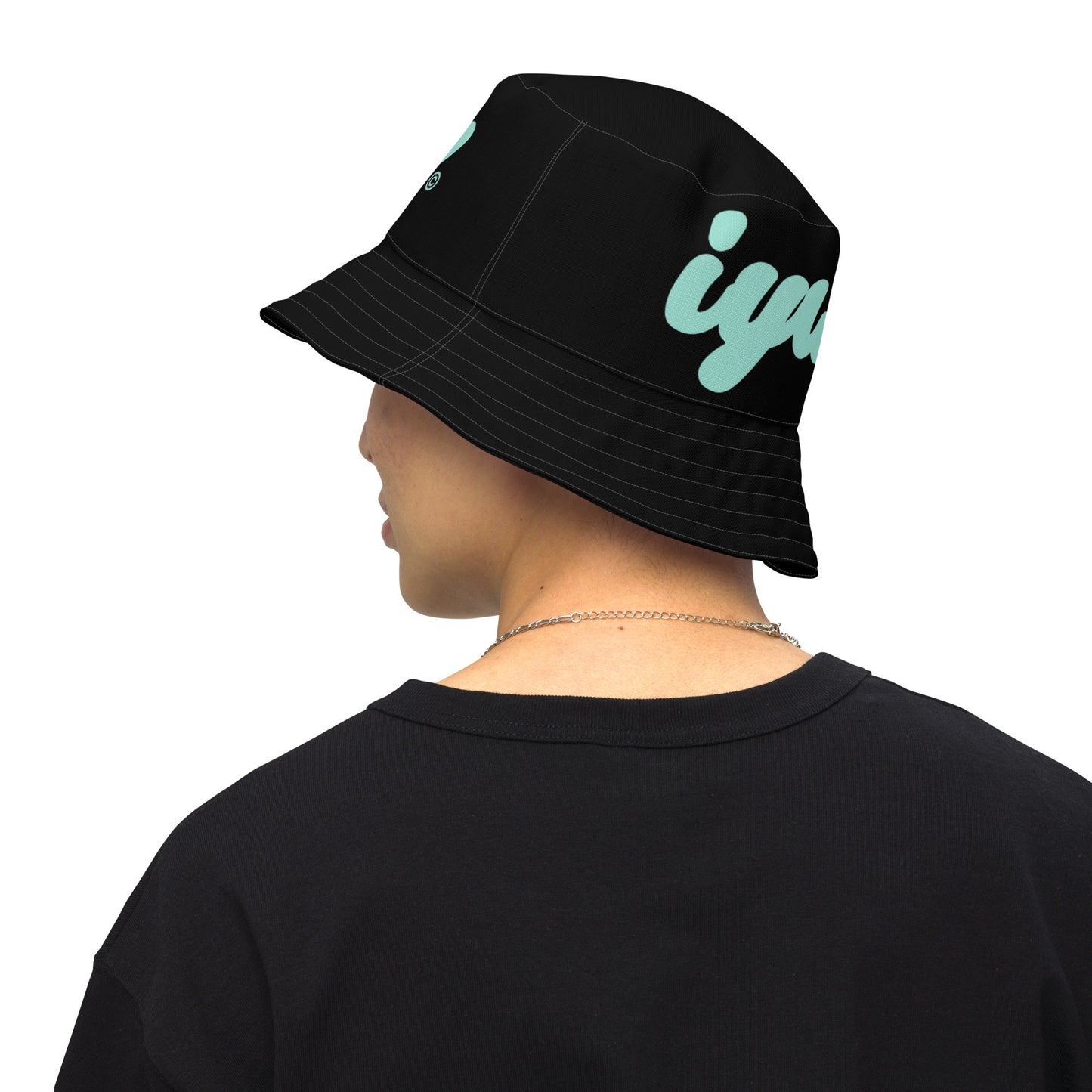 White and Mint Green Reversible Bucket hat