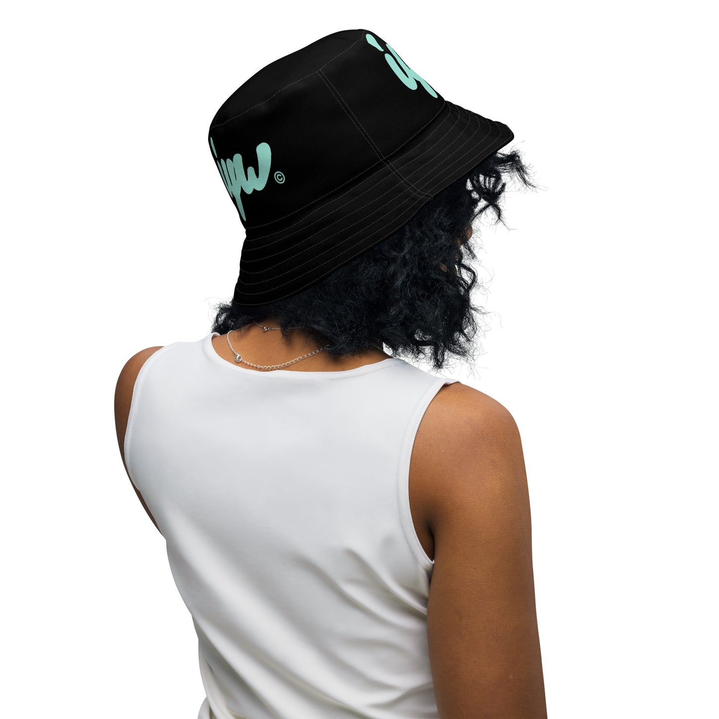 White and Mint Green Reversible Bucket hat