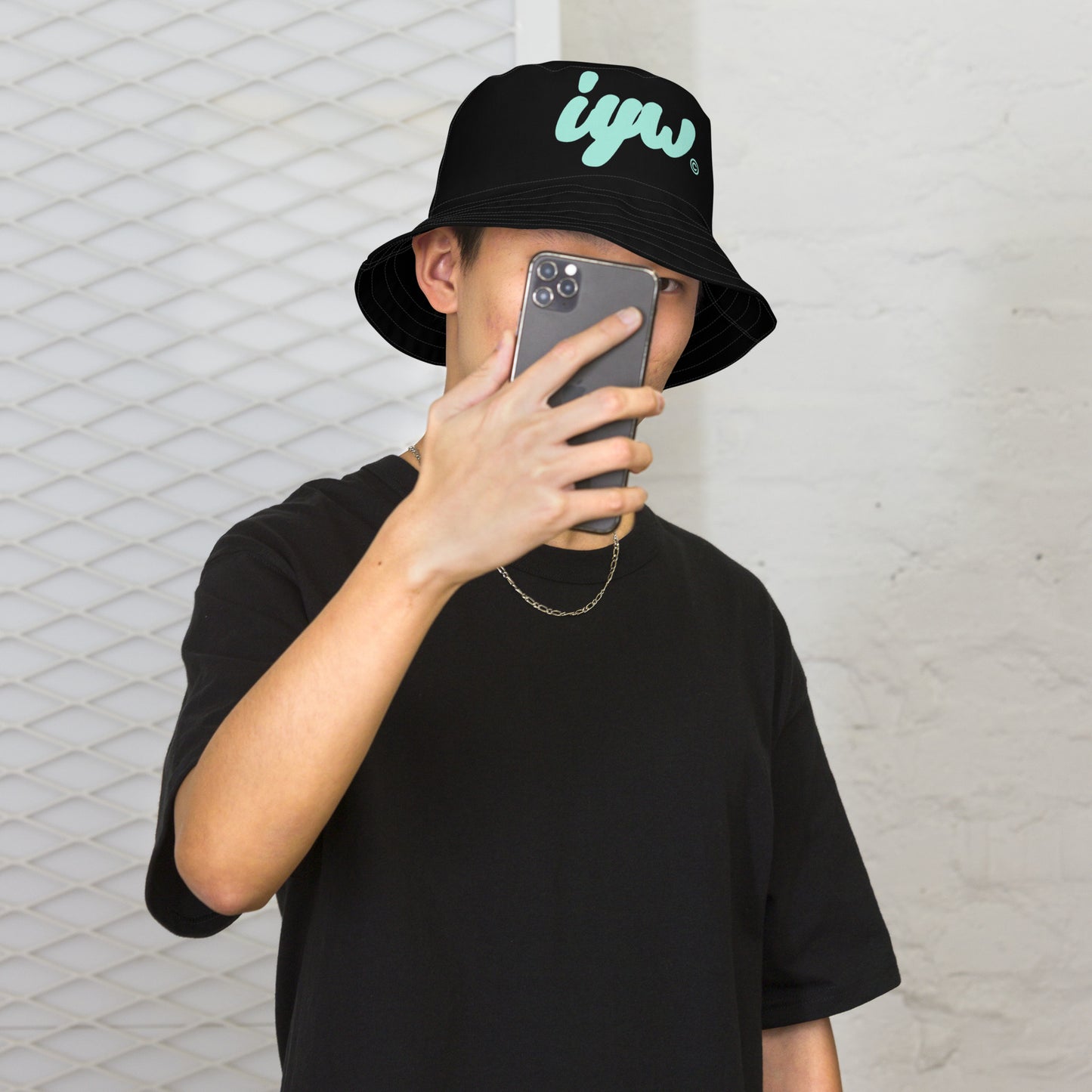 White and Mint Green Reversible Bucket hat