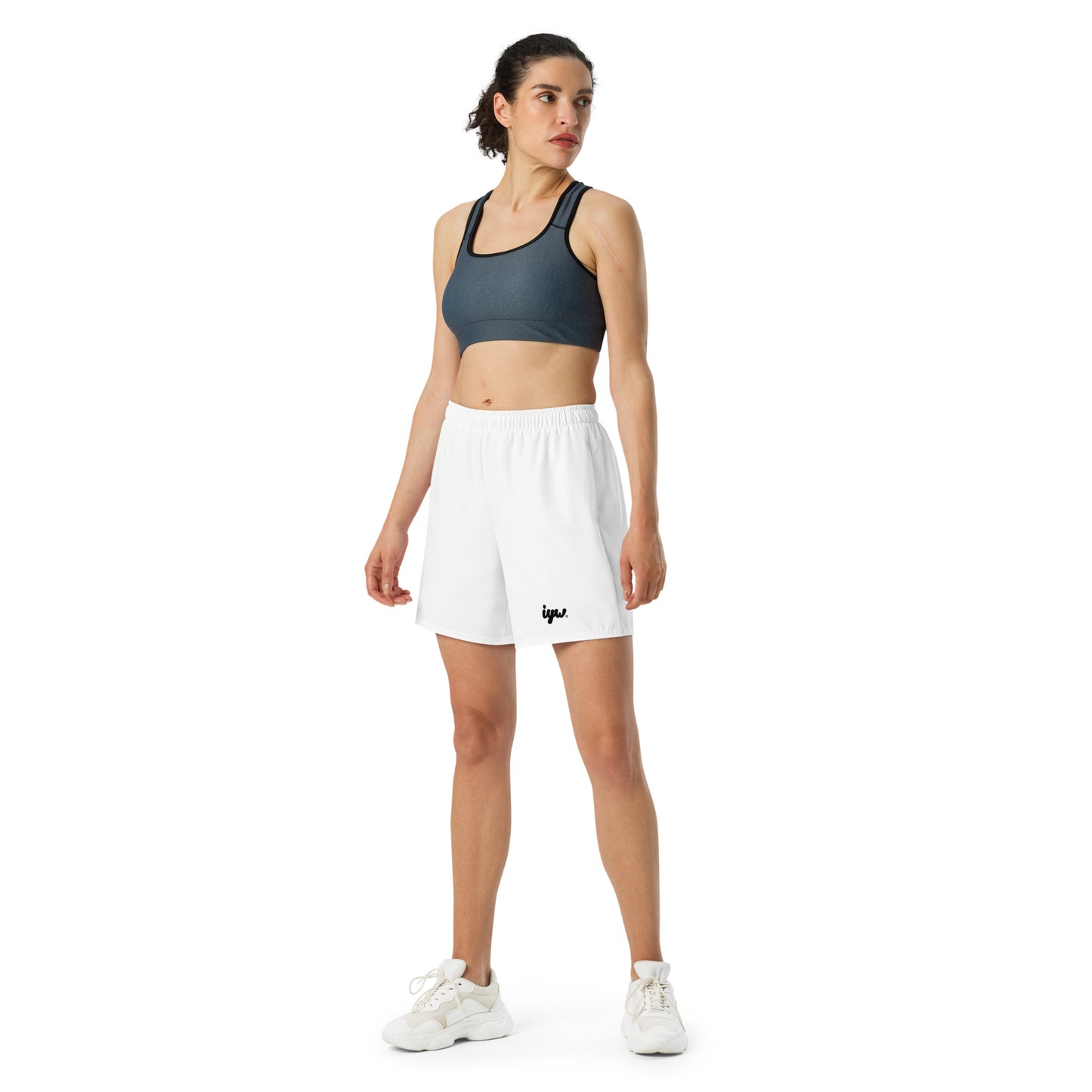 IYW White Unisex Athletic Long Shorts