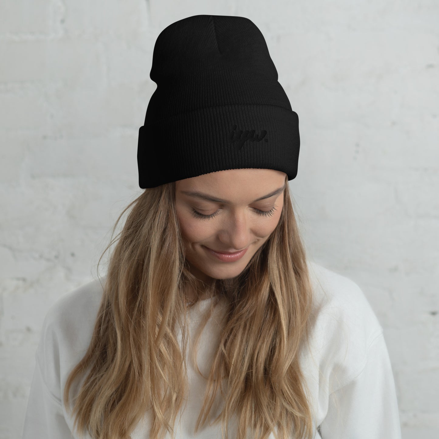 Black Logo Cuffed Beanie