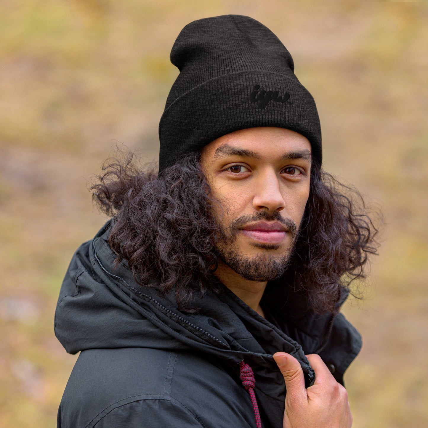 Black Logo Cuffed Beanie