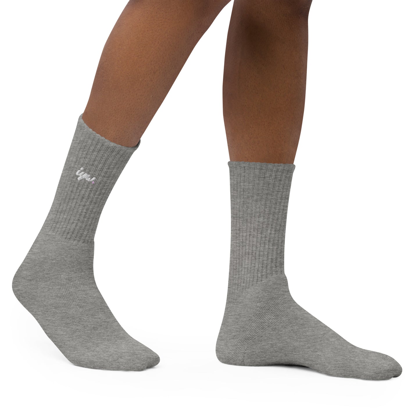 White Logo Crew Socks