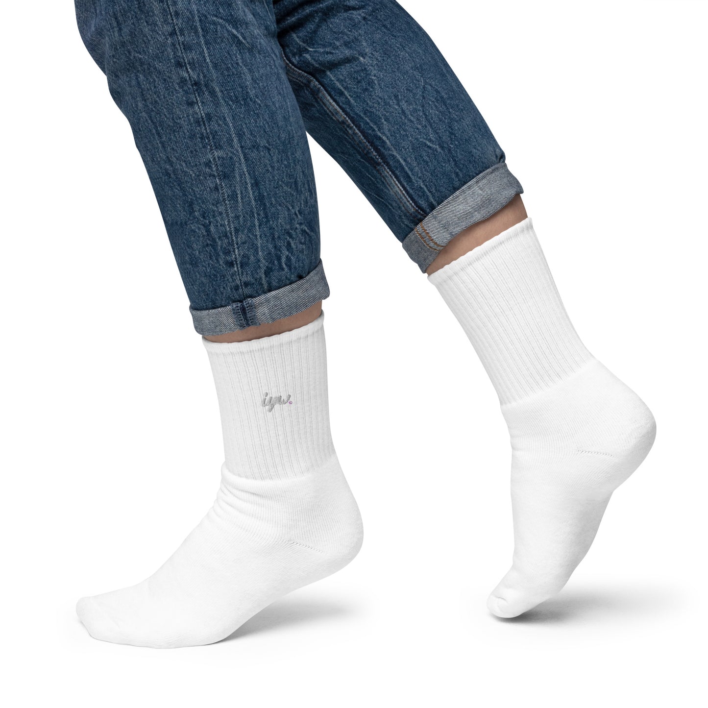 White Logo Crew Socks