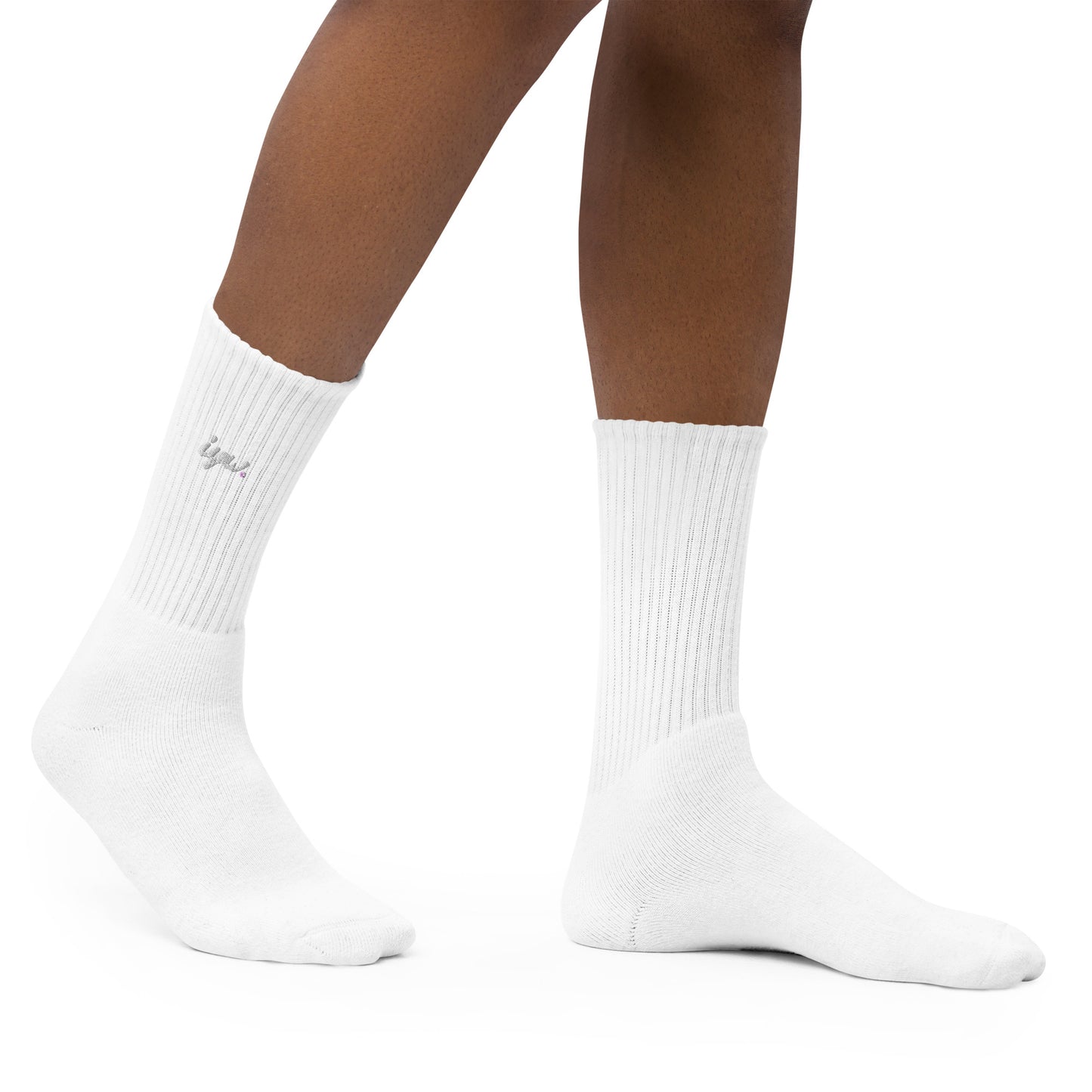 White Logo Crew Socks